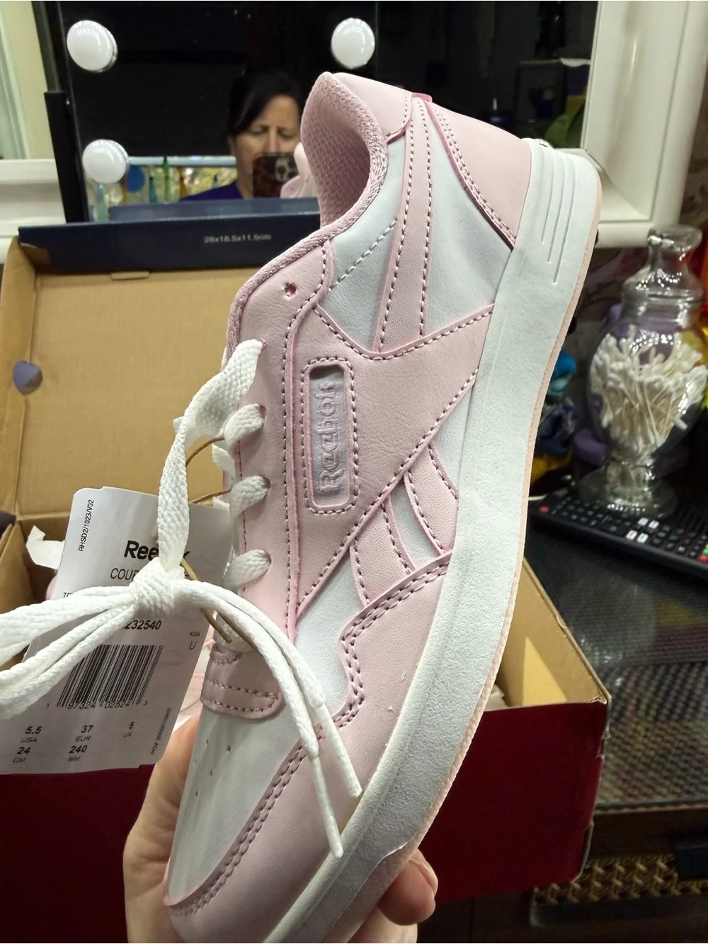 Reebok Soft Pink and White Low-Top Sneakers